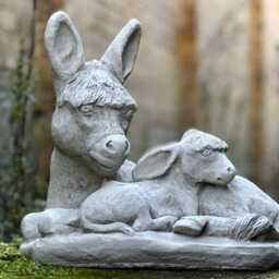 Outdoor Donkey Family Statue Stone Lying Animal Ornament Garden Concrete Figurine Farm Decoration Donkey Mother Sculpture Lawn Jackass Gift - thumbnail 2
