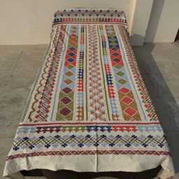 Artisan Suzani Quilt - Hand-stitched Cotton, Colorful Embroidery, Decorative Bohemian Throw Blanket - thumbnail 2