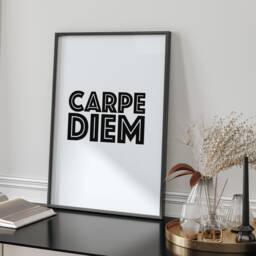 Carpe Diem Seize The Day Framed Wall Art Print Living Room Office Modern Minimalist Inspirational Motivational Latin Quote Home Decor Gift - thumbnail 2