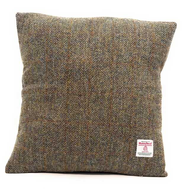 Harris Tweed Brown Herringbone Square Cushion Cover Made in Scotland 40cm X - image 1