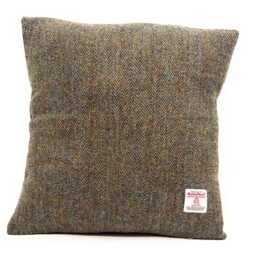 Harris Tweed Brown Herringbone Square Cushion Cover Made in Scotland 40cm X - thumbnail 1