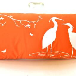 Orange Egret Lovers Lumbar Pillow Swamp Scene, Cotton Throw Pillow - thumbnail 3