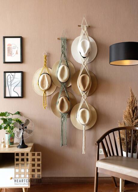 Macrame Hat Holder, Hanger For Wall, Cowboy Hat, Gift Dad, Handmade Furniture, Boho Home Decor, Stand, Her H01 - image 1