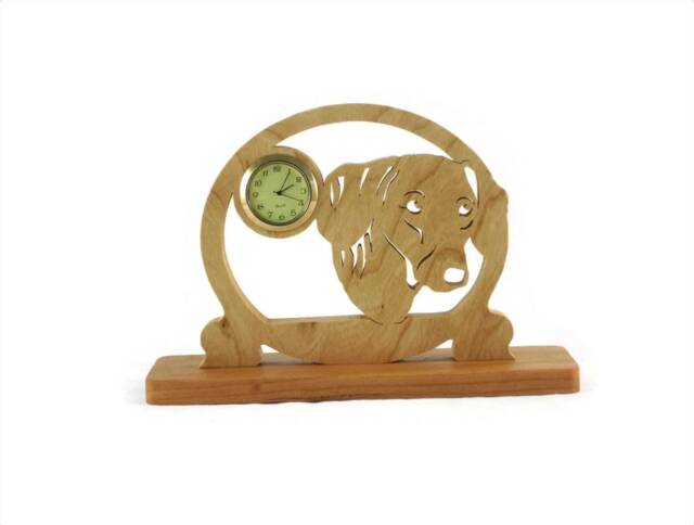 Dachshund Desk Shelf Clock Handmade Frome Cherry Wood By Kevskrafts - image 1