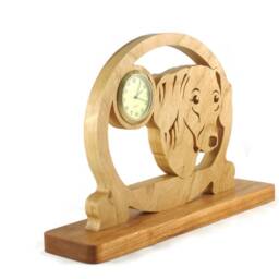 Dachshund Desk Shelf Clock Handmade Frome Cherry Wood By Kevskrafts - thumbnail 4