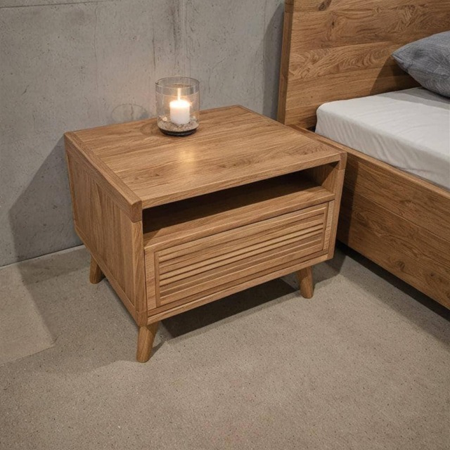 Solid Wood Bedside Table in Oak & Walnut, Modern With Wooden Or Metal Legs, Individually Customizable, Made-To-Measure Nightstand - image 1