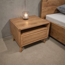 Solid Wood Bedside Table in Oak & Walnut, Modern With Wooden Or Metal Legs, Individually Customizable, Made-To-Measure Nightstand