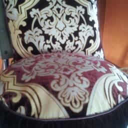 Vintage Silk Velvet Fleur De Lis Pillow Set, Claret Ornate Stenciled Fabric - thumbnail 4