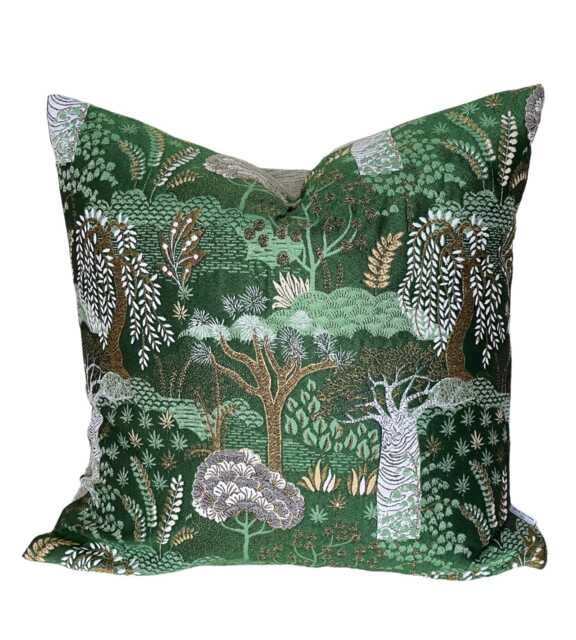 Green Cushion Cover Baobab & Willow Trees Botanical Design For Home Decor 22 - image 1