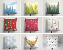 Christmas Winter Pillow Cover/Pine Tree Throw Cushion Cover/Snowflakes Pillow/Deer Case/Red Xmas Home Decor/Xmas Gift Ideas