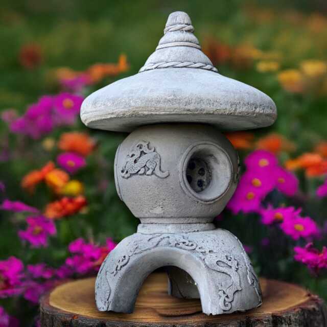 Japanese Pagoda Sculpture Concrete Lantern Statue Outdoor Decoration Handmade Ornament Zen Garden Figurine - image 1