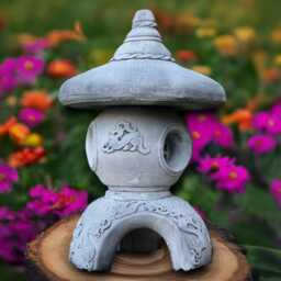 Japanese Pagoda Sculpture Concrete Lantern Statue Outdoor Decoration Handmade Ornament Zen Garden Figurine - thumbnail 4