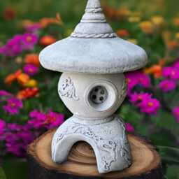 Japanese Pagoda Sculpture Concrete Lantern Statue Outdoor Decoration Handmade Ornament Zen Garden Figurine - thumbnail 3