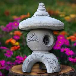 Japanese Pagoda Sculpture Concrete Lantern Statue Outdoor Decoration Handmade Ornament Zen Garden Figurine - thumbnail 1