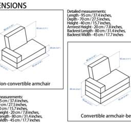 Foam Floor Sofa, Convertible Couch Bed, Removable Cover - thumbnail 3