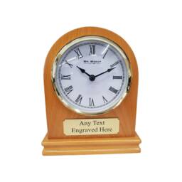 Personalised Wooden Arched Mantel Clock Wedding/ Anniversary/ Birthday/ Retirement - thumbnail 2