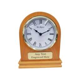 Personalised Wooden Arched Mantel Clock Wedding/ Anniversary/ Birthday/ Retirement - thumbnail 3