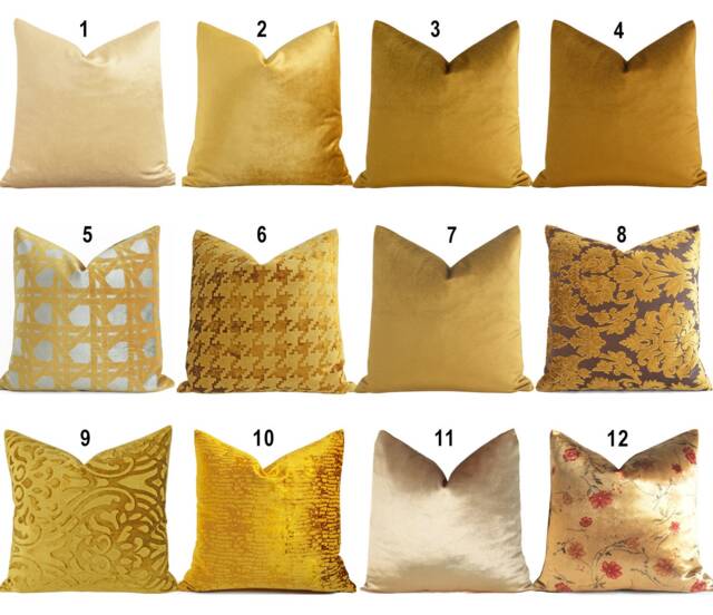 Sale Gold Velvet Pillow Covers 12, 14, 16, 18, 20, 22, 24, 26, 28, 30, 36 Cushion Cover Pillow Covers Gold Sofa Couch Farmhouse Rustic Sham Lumbar - image 1