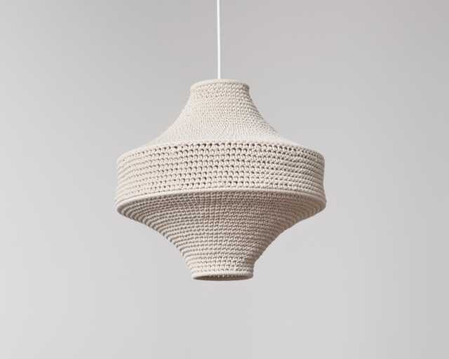 Ovruch Minimalist Pendant Lamp Japandi Wabi-Sabi Light, Recycled Cotton Crochet Hanglamp - image 1