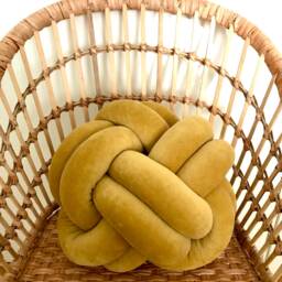 Mustard Yellow Knot Cushion, Scandinavian Minimalist Design Reversible Pillow 2In1 - thumbnail 2