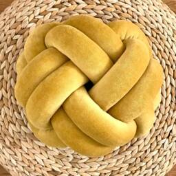Mustard Yellow Knot Cushion, Scandinavian Minimalist Design Reversible Pillow 2In1 - thumbnail 3