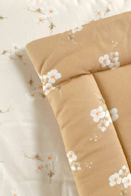 Ecru & Carmel Floral Baby Play Mat - Cotton Box Rug - image 1