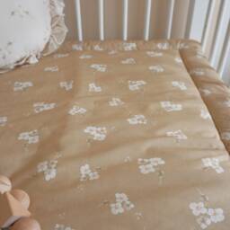 Ecru & Carmel Floral Baby Play Mat - Cotton Box Rug - thumbnail 2