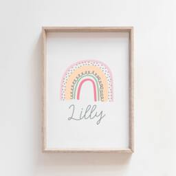 Girls Rainbow Print, Nursery Prints, Bedroom Decor, Wall Art, Kids Playroom Pink - thumbnail 1