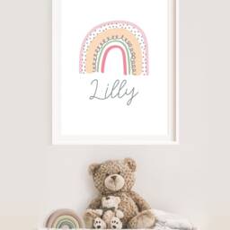 Girls Rainbow Print, Nursery Prints, Bedroom Decor, Wall Art, Kids Playroom Pink - thumbnail 2
