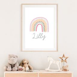 Girls Rainbow Print, Nursery Prints, Bedroom Decor, Wall Art, Kids Playroom Pink - thumbnail 3