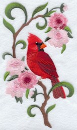 Indiana Cardinal & Peony Medley. Embroidered With Feather Insert - thumbnail 2