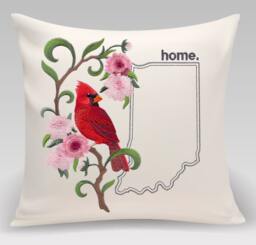 Indiana Cardinal & Peony Medley. Embroidered With Feather Insert - thumbnail 1