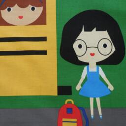 Wall Hanging Fabric Panel Going To School With Yellow Bus - Hanging & Yellow Bus Kids Room Classroom - thumbnail 4