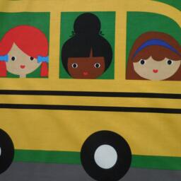 Wall Hanging Fabric Panel Going To School With Yellow Bus - Hanging & Yellow Bus Kids Room Classroom - thumbnail 2