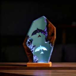 Handmade Dragon Resin Night Light, Fantasy Epoxy Art Lamp - thumbnail 2