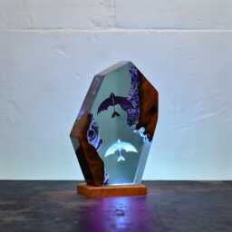 Handmade Dragon Resin Night Light, Fantasy Epoxy Art Lamp - thumbnail 4