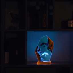 Handmade Dragon Resin Night Light, Fantasy Epoxy Art Lamp - thumbnail 3