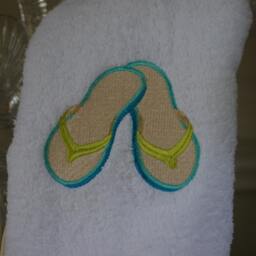 Embroidered Flip Flop Bathroom Hand Towel - 16x30 Beach Decor House Nautical - thumbnail 4