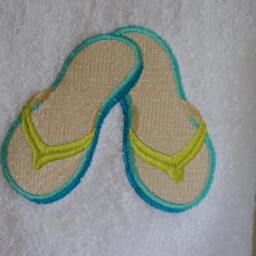 Embroidered Flip Flop Bathroom Hand Towel - 16x30 Beach Decor House Nautical - thumbnail 2