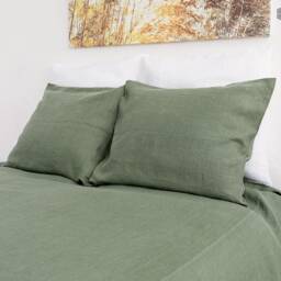 Moss Green Linen Pillow Case - Military Cushion - Throw Pillow - Decorative Bedding - thumbnail 3