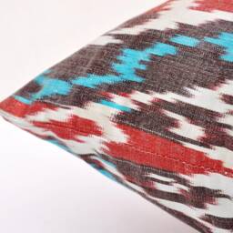 Handmade Silk Cotton Ikat Pillow Cover, Colorful Home Decor - 20x20 In - thumbnail 3