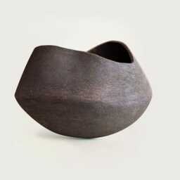 Handmade Irregular Sculptural Ceramic Vase Modern Minimalist Decor Original Home Accent Bowl-Shaped Centerpiece Table - thumbnail 2