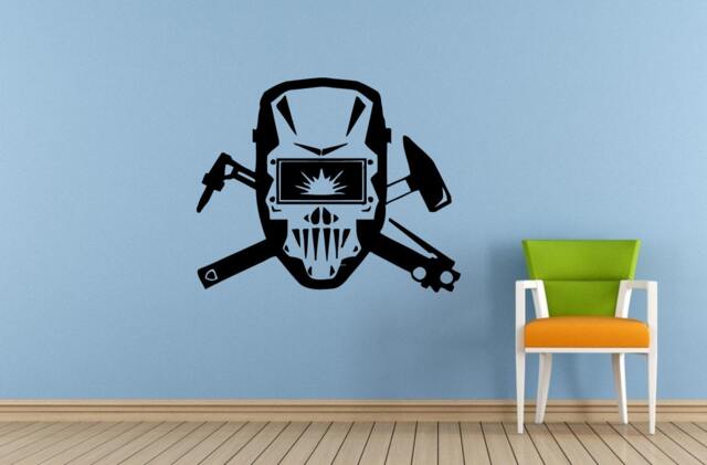 Big Skull Head Angry Welding Mask Window Wall Decal Vinyl Sticker Mural Room Decor L1737 - image 1