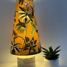 Ochre Yellow Monkey Palm Tree Extra Tall Tapered Cone Lampshade - thumbnail 4