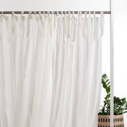 Natural Linen Tie Top Curtain Panel, Handmade Window Curtains, Drapes With Ties