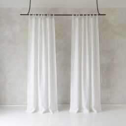Natural Linen Tie Top Curtain Panel, Handmade Window Curtains, Drapes With Ties - thumbnail 3