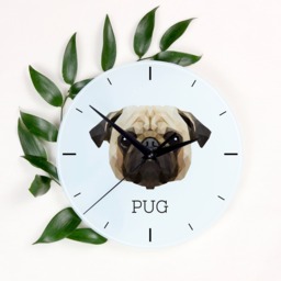 A Clock With A Pug Dog. New Collection The Geometric Dog