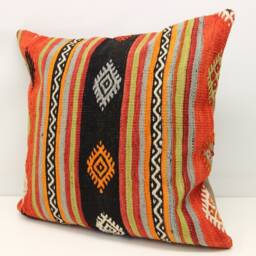 Handmade Kilim Pillow Cover 24x24, Rustic Home Design - thumbnail 3