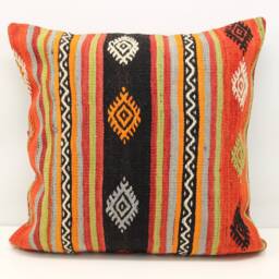 Handmade Kilim Pillow Cover 24x24, Rustic Home Design - thumbnail 2