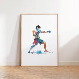 Muay Thai Poster Print Set - 3 Prints - Wall Art Gifts Boxing Gift Watercolour Martial Arts Decor Boys Bedroom Artwork - thumbnail 3